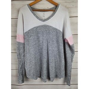 SO Cozy Tee Pink/Grey/White Sweater Junior's XL